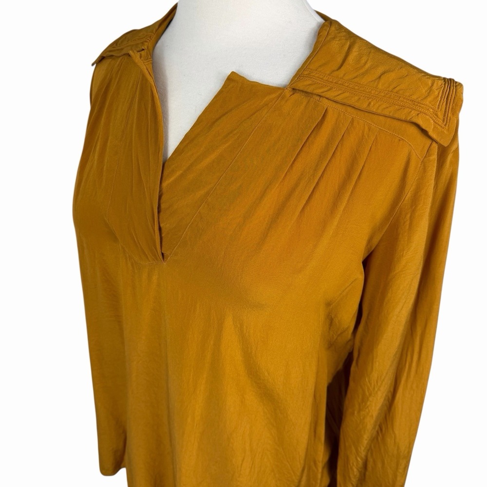 Specifique Paris Silk Blouse Gold Yellow Women's M/L Made In France V-Neck